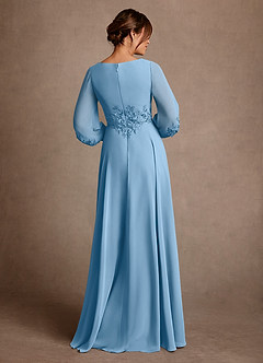 Azazie Yorba 신부의 어머니 드레스 A라인 레이스 쉬폰 플로어 길이 드레스 image3