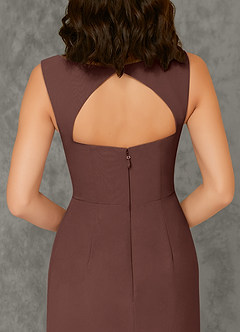 Azazie Flori Bridesmaid Dresses Espresso Sheath Square Neckline Chiffon Dress image3