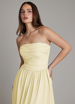 Azazie Andreina Bridesmaid Dresses Lemon Sorbet A-Line Pleated Chiffon Dress image6