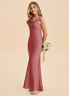 Azazie Rylina Junior Meerjungfrau-Linie Stretch-Satin Kleid Antike Rose image4
