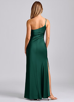 Azazie Marseli Brudtärnklänningar Klä av Sjöjungfru i Stretch Satin Ena axeln Smaragdgrön image6