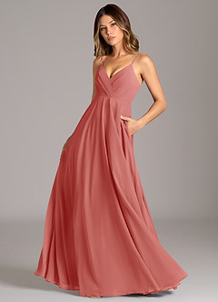 Azazie Amani Brautjungfernkleider A-Linie Plissee Chiffon Kleid Antike Rose image1