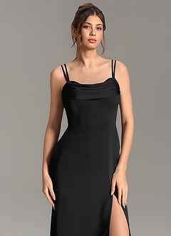 Azazie Egypt Bridesmaid Dresses Black Mermaid Sweetheart Neckline Stretch Satin Dress image6