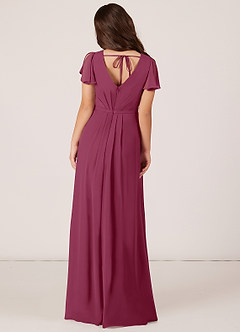 Azazie Peony Junior Mulberry A-Line Pleated Chiffon Dress image2