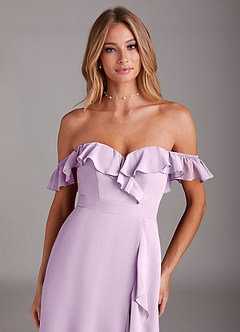 Azazie Lyra Bridesmaid Dresses Frosted Lilac A-Line Chiffon Convertible Dress image9