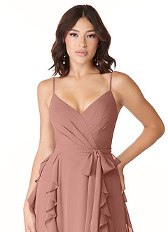 Azazie Peyton Bridesmaid Dresses Cedar Rose A-Line Ruched Chiffon Dress image6