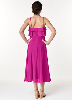 Azazie Ensley Junior Abito A-Line in Chiffon Plissettato Fucsia image2