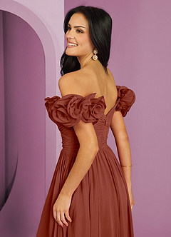 Barbie ♥ Azazie Bridesmaid Dresses Auburn A-Line Off the Shoulder Chiffon Convertible Dress image8