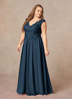 Azazie Amethyst Kleider für die Brautmutter A-Linie V-Hals Pailletten Chiffon Kleid Dunkelmarine image12