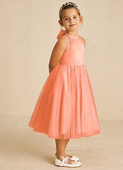 Azazie Dora Flower Girl Dresses Sunset A-Line Bow Tulle Dress image3