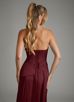 Azazie Gabriela Brautjungfernkleider A-Linie Korsett Stretch-Satin Kleid Cabernetrot image9
