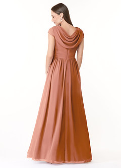 Azazie Organa Schlussverkauf A-Linie Plissee Chiffon Kleid Desert Rose image2