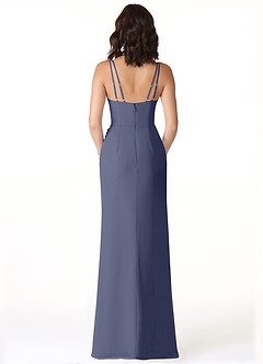 Azazie Leo Bridesmaid Dresses Stormy Mermaid V-Neck Pleated Chiffon Dress image2