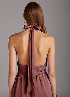 Azazie Oli Bridesmaid Dresses Amethyst Pleated Stretch Satin Jumpsuit image5