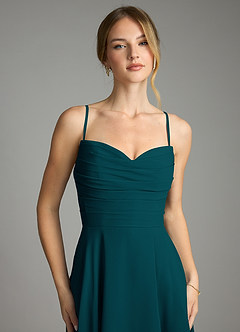 Azazie Ayla Abiti da Damigella Abito A-Line in Chiffon Scollo a Cuore Pino image4