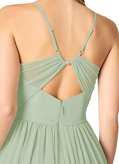 Azazie Cora Bridesmaid Dresses Dusty Sage A-Line Pleated Chiffon Dress image3