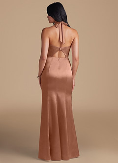 Azazie Emeria Bridesmaid Dresses Bronzer Sheath Side Slit Metallic Satin Dress image2