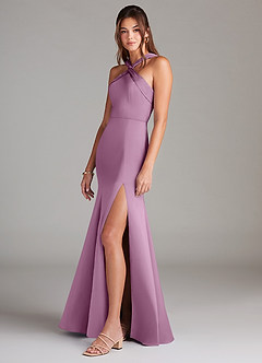 Azazie Rue Bridesmaid Dresses Wisteria A-Line Pleated Stretch Satin Dress image5