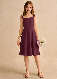 Azazie Pup Blumenmädchenkleider A-Linie Plissee Chiffon Kleid Cabernetrot image4