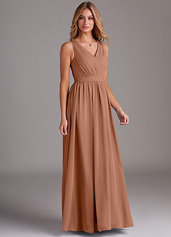Azazie Kingsley Bridesmaid Dresses Bronzer A-Line Lace Chiffon Dress image5