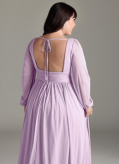 Azazie Norah Bridesmaid Dresses Frosted Lilac A-Line V-Neck Long Sleeve Chiffon Dress image13