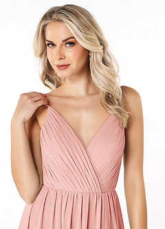 Azazie Gracie Robes de demoiselle d'honneur Robe Trapèze en Mousseline de soie Plissée Rosette image13