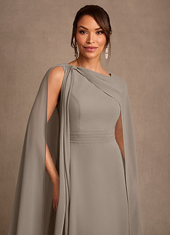 Azazie Liddie vestidos de madre de la novia Vestido de Gris Pardo de Gasa de Corte en A con Plisado image6