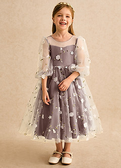 Azazie Elowen Flower Girl Dresses Espresso A-Line Sweetheart Neckline Lace Dress image5