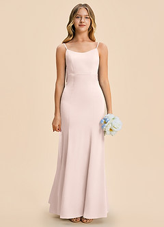 Azazie Lioren Junior Blushing Pink Sheath Bow Stretch Satin Dress image5