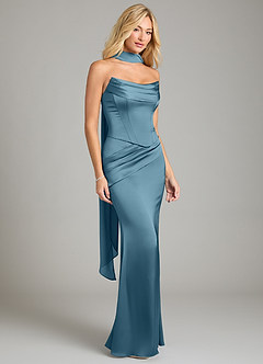 Azazie Sorrel Bridesmaid Dresses Bermuda Mermaid Strapless Stretch Satin Convertible Dress image8