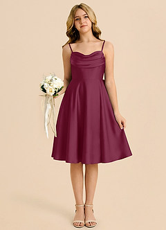 Azazie Bear Junior Mulberry A-Line Sweetheart Neckline Stretch Satin Dress image6