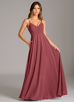 Azazie Amani Brautjungfernkleider A-Linie Plissee Chiffon Kleid Merlot image6