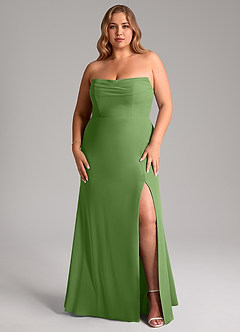 Azazie Saige Bridesmaid Dresses Basil A-Line Off the Shoulder Chiffon Convertible Dress image16