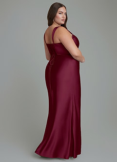 Azazie Agustina Bridesmaid Dresses Mulberry Mermaid Corset Stretch Satin Dress image8