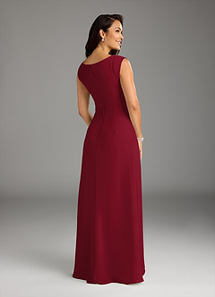 Azazie Bettina Mother of the Bride Dresses Burgundy A-Line Lace Chiffon Dress image5