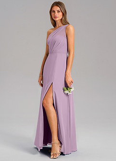 Azazie Phaedra Bridesmaid Dresses Wisteria A-Line One Shoulder Chiffon Dress image5