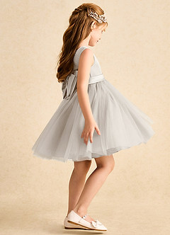 Azazie Jani Flower Girl Dresses Frost A-Line Bow Tulle Dress image3