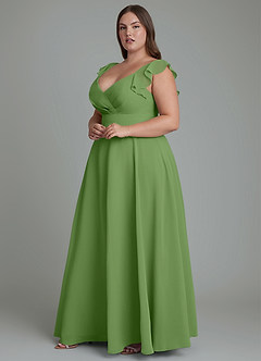 Azazie Leilani Bridesmaid Dresses Basil A-Line Pleated Chiffon Dress image10