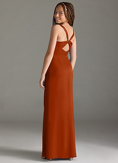 Azazie Mero Junior Burnt Orange Mermaid Pleated Stretch Satin Dress image2