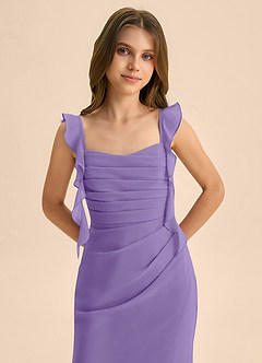 Azazie Jessamine Junior Vestido de Tahití de Gasa de Corte Sirena con Escote de Corazón image7