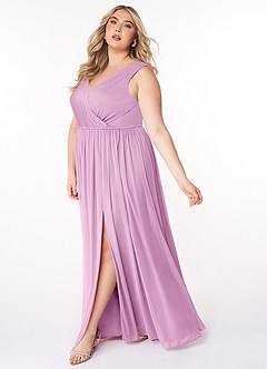 Azazie Tanicia Bridesmaid Dresses Candy Pink A-Line V-Neck Pleated Mesh Dress image7