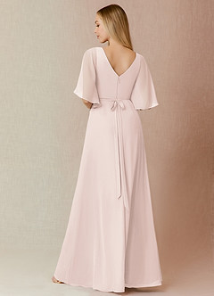 Azazie Cierra Bridesmaid Dresses Rose Petal A-Line V-Neck Chiffon Dress image2