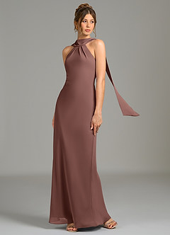 Azazie Cassiana Bridesmaid Dresses Espresso Mermaid Pleated Chiffon Dress image1