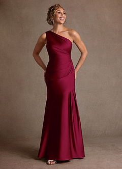 Azazie Haifa Suknie dla Matki Panny Młodej Syrena Jedno ramię Satyna elastyczna Długość podłogi Sukienka image4