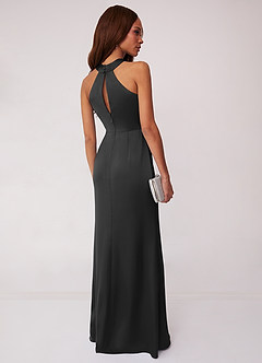 Barbie ♥ Azazie Bridesmaid Dresses Keyhole Halter Stretch Satin Sheath Dress image2