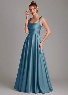 Azazie Azaria Robes de demoiselle d'honneur Robe Trapèze en Satin extensible Corset Bermude image3