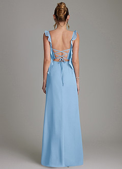 Azazie Jessamine Bridesmaid Dresses Powder Blue Mermaid Corset Chiffon Dress image7