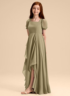 Azazie Priya Junior Robe Trapèze en Mousseline de soie Blouson Vert Mousse image4