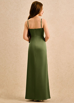 Azazie Bundt Girls Formal Flower Girl Klänningar Klä A-Line i Stretch Satin Plisserad image2