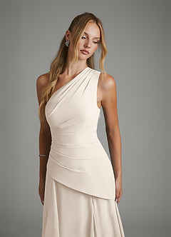 Azazie Holly Bridesmaid Dresses White Alabaster A-Line Corset Chiffon Dress image7